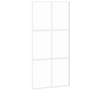 vidaXL Sliding Door Interior Barn Door White Tempered Glass and Aluminium