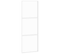 vidaXL White Sliding Door with Tempered Glass - Aluminium Frame, Sleek and Modern Design, Durable and Stable, Ideal for Office and Living Room Spaces