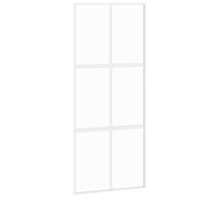 vidaXL Modern White Sliding Door with Aluminium Frame and Tempered Glass Panels - Slim Design for Home, Office, or Indoor Spaces 90x205cm