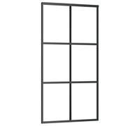 vidaXL Sliding Door, Modern Black Glass and Aluminium Internal Living Room Door with Assembly Kit