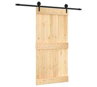 vidaXL Sliding Door Natural and Black 100 x 210 cm Solid Pine Wood