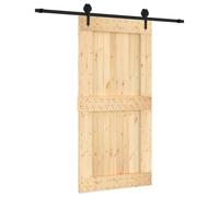 vidaXL Sliding Door Natural and Black 100 x 210 cm Solid Pine Wood