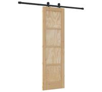 vidaXL Sliding Door Beige and Black 61 x 198.5 cm Solid Pine Wood, Modern Living Room, Minimalist Sliding Door, Elegant Divider, Functional Home Partition, Steel Interior Design