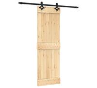 vidaXL Sliding Door Natural and Black 70 x 210 cm Solid Pine Wood, Lounge Room, Rectangular Sliding Door, Solid Pine, Smart Space Saver, Chic Divider, Modern Home Decor