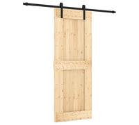 vidaXL Sliding Door Natural and Black 80 x 210 cm Solid Pine Wood