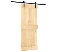 vidaXL Sliding Door Natural and Black 85 x 210 cm Solid Pine Wood