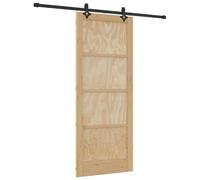 vidaXL Sliding Door Beige and Black 86 x 211 cm Solid Pine Wood, Modern Living Room, Functional Sliding Door, Minimalist Interior Divider, Solid Pine House Partition for Stylish Spaces