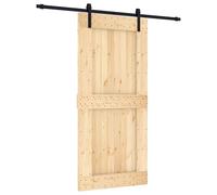 vidaXL Sliding Door Natural and Black 95 x 210 cm Solid Pine Wood