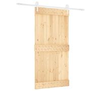 vidaXL Sliding Door, Natural and White, 100 x 210 cm, Solid Pine, Living Room, Modern Rectangular Sliding Door, Timeless Wood Look, Minimalist Room Divider