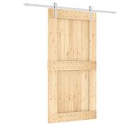 vidaXL Sliding Door Natural and White 100 x 210 cm Solid Pine Wood
