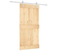 vidaXL Sliding Door Natural and White 100 x 210 cm Solid Pine Wood