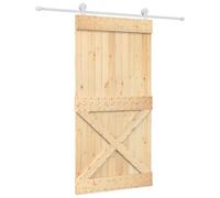 vidaXL Sliding Door Natural and White 100 x 210 cm Solid Pine Wood