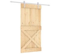 vidaXL Sliding Door Natural and White 100 x 210 cm Solid Pine Wood