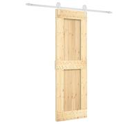 vidaXL Sliding Door Beige and White 70 x 210 cm Solid Pine Wood, Living Room, Modern Sliding Door, Rectangular Home Divider, Space Efficient Interior Partition, Stylish Minimalist Decor