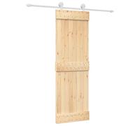 vidaXL Sliding Door, Natural and White, 70 x 210 cm, Solid Pine, Living Room, Rectangular Space-Saving Door, Functional Design, Modern Sliding Door for Open Living Concepts