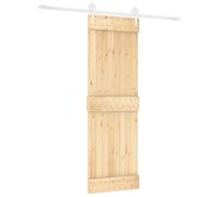 vidaXL Sliding Door Natural and White 70 x 210 cm Solid Pine Modern Rectangular Sliding Door for Living Room Made of Pine Space Saving Accessory Elegant Minimalist Design