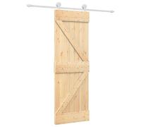 vidaXL Sliding Door, Natural and White, 70 x 210 cm, Solid Pine, Modern Sliding Door, Rectangular Design, Space-Saving, Stylish for Your Home