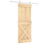vidaXL Sliding Door, Natural and White, 80 x 210 cm, Solid Pine, Elegant Modern Sliding Door, Practical Interior Door, Sturdy Pine, Space-Saving Room Divider, Useful Home Tool