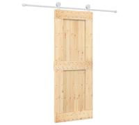 vidaXL Sliding Door Natural and White 80 x 210 cm Solid Pine Wood