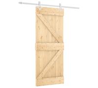 vidaXL Sliding Door, Natural and White, 85 x 210 cm, Solid Pine, Living Room, Modern Rectangular Sliding Gate for Indoors, Practical Room Divider, Stylish Separation Solution
