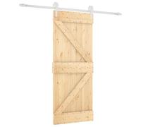 vidaXL Sliding Door, Natural and White, 85 x 210 cm, Solid Pine, Living Room, Rectangular Divider, Sliding Door for Modern Home Design, Easy to Install