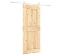 vidaXL Sliding Door Natural and White 85 x 210 cm Solid Pine Living Room Rectangular Modern Sliding Door Stylish Room Divider Functional Design Chic Space Saving