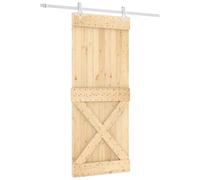 vidaXL Sliding Door Natural and White 85 x 210 cm Solid Pine Modern Living Space Saving Solution Simple Sliding Door Heavy Duty Pine Wood Divider Decorative Element