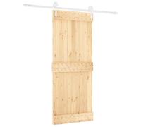 vidaXL Sliding Door, Natural and White, 85 x 210 cm, Solid Pine, Stylish Sliding Door, Modern Room Divider, Beige Pine, Saves Space for Your Living Room