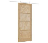 vidaXL Sliding Door Natural and White 86 x 211 cm Solid Pine Wood