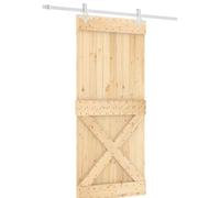 vidaXL Sliding Door Natural and White 90 x 210 cm Solid Pine Living Room Rectangular Modern Sliding Door Pine Wood Minimalist Space Saving Stylish