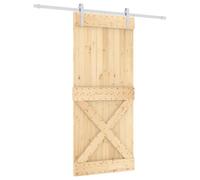 vidaXL Sliding Door Natural and White 90 x 210 cm Solid Pine Wood