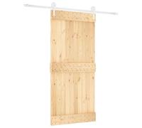 vidaXL Sliding Door, Natural and White, 95 x 210 cm, Solid Pine, Elegant Room Divider, Rectangular Wooden Sliding Door, Modern Room Divider for Functional Interiors