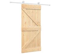 vidaXL Sliding Door Natural and White 95 x 210 cm Solid Pine Living Room Rectangular Room Divider Modern Wooden Sliding Door Chic Interior Contemporary Look