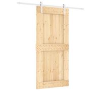vidaXL Sliding Door Natural and White 95 x 210 cm Solid Pine Wood