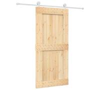 vidaXL Sliding Door Natural and White 95 x 210 cm Solid Pine Wood