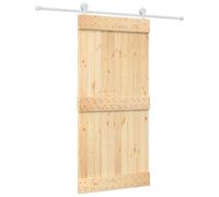 vidaXL Sliding Door Natural and White 95 x 210 cm Solid Pine Wood