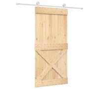 vidaXL Sliding Door Natural and White 95 x 210 cm Solid Pine Wood