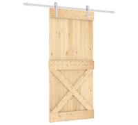 vidaXL Sliding Door Natural and White 95 x 210 cm Solid Pine Wood