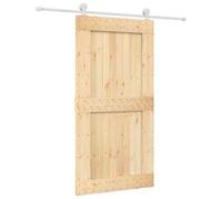 vidaXL Sliding Door Natural and White Solid Pine Wood (Untreated)