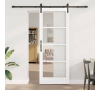 vidaXL Sliding Door ORKDAL White 83 x 211 cm Solid Pine Wood and Glass
