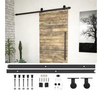 Vidaxl Sliding Door Skien Hardware Kit 200 Cm Steel Black Sliding Door Hardware