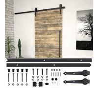 Vidaxl Sliding Door Skien Hardware Kit 200 Cm Steel Black Sliding Door Hardware