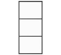 vidaXL Sliding Door, Transparent ESG Glass, Aluminium Frame, Barn Door for Home Living Room, Soft Stop, Black, 90 x 205 cm, 5 mm Glass Thickness, 24.03 kg, Assembly Kit Included