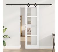 vidaXL Sliding Door White 61 x 198.5 cm Solid Pine Wood and Glass