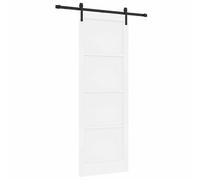 vidaXL Sliding Door White 83 x 232 cm Solid Pine Wood, Hallway, Rectangular, Modern Sliding Door, Elegant Interior, Pine Wood, Compact Space Solution, Minimalist Design