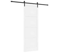 vidaXL Sliding Door White 83 x 232 cm Solid Pine Wood, Hallway, Rectangular, Modern Sliding Door, Elegant Interior, Pine Wood, Compact Space Solution, Minimalist Design