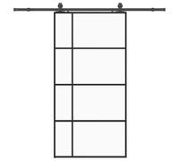 vidaxl Sliding Door with Black Hardware Set - 102x205 cm Glass Interior Door - Space-Saving Design for Bedroom, Kitchen, Barn