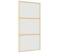 vidaXL Sliding Door with Frosted ESG Glass and Aluminium Frame, Gold, 102.5x205 cm, Includes Doorstop and Buffer Mechanism