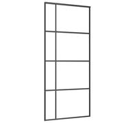 vidaXL Sliding Door with Frosted ESG Glass and Aluminium - Space-Saving, Privacy Enhancing, Safe and Quiet - 90x205 cm Black
