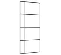 vidaXL Sliding Door with Frosted ESG Glass and Aluminium - Space-Saving, Privacy Enhancing, Safe and Quiet - 90x205 cm Black